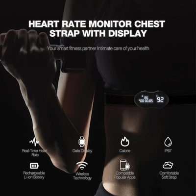 Heart Rate Monitor Chest Strap with Digital Display, BLE and ANT+ Heart Rate Monitor Compatible with Polar/Strava/Peloton