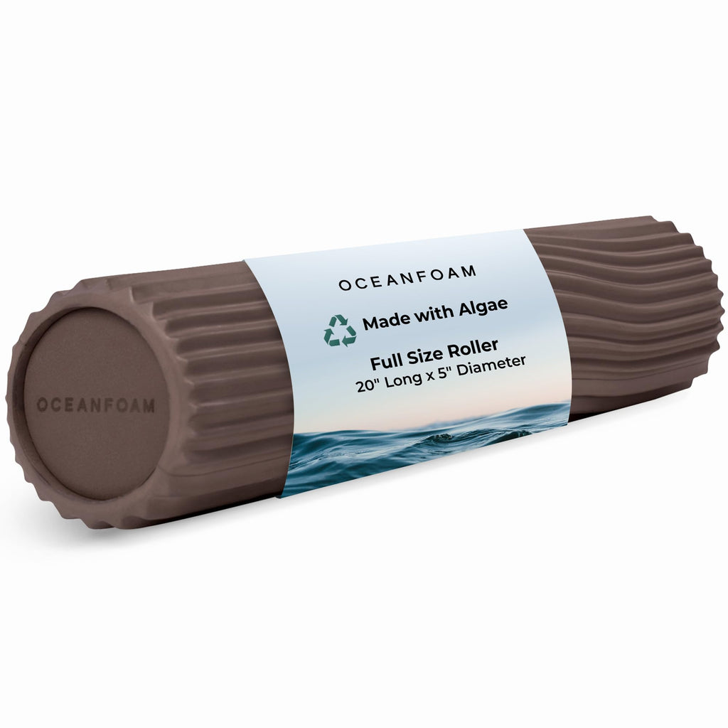 Oceanfoam Tidal Roller - Natural - Muscle Massage Foam Roller for Back Pain & Stretching - Firm and Ergonomic Wide Wave Textured - Yoga, Athletics, & Wellness - Full Size, 20" x 5"