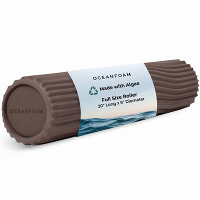 Oceanfoam Tidal Roller - Natural - Muscle Massage Foam Roller for Back Pain & Stretching - Firm and Ergonomic Wide Wave Textured - Yoga, Athletics, & Wellness - Full Size, 20" x 5"