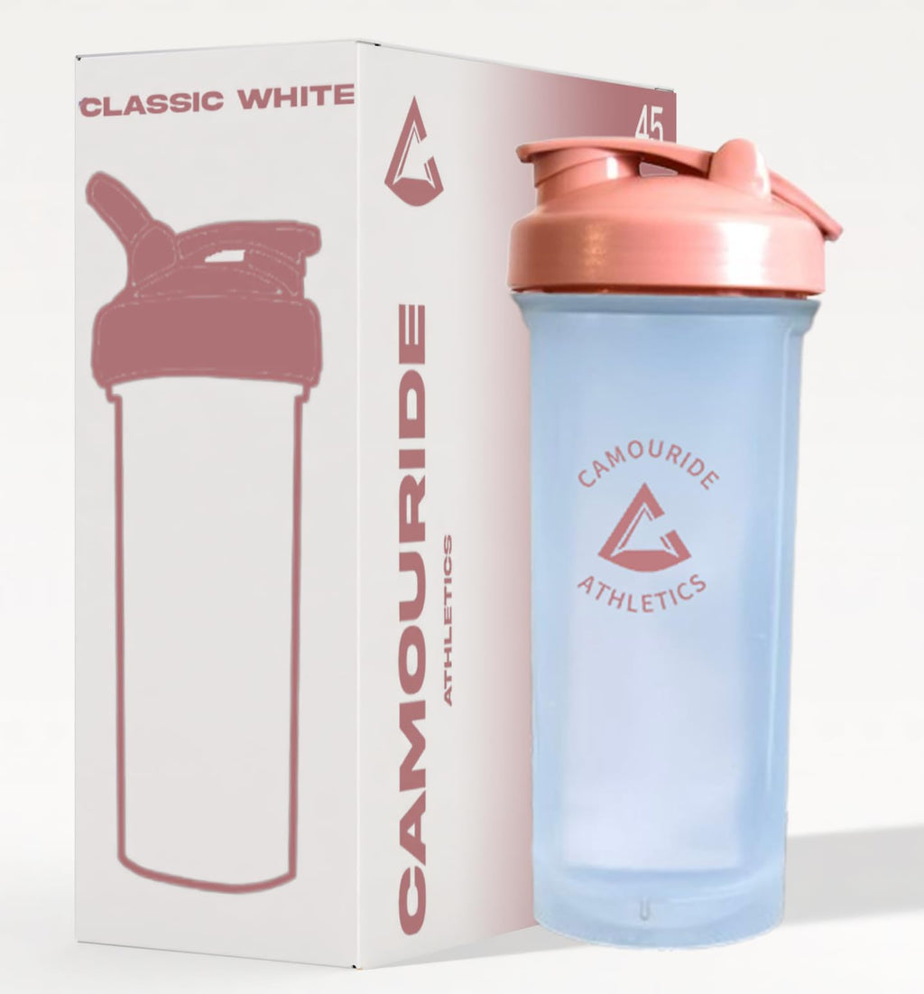 2 Pack 45 oz Protein Shaker Bottles with Wire Whisk – BPA-Free, Leak-Proof Shaker Cups for Protein Shakes & Smoothies – Large Plastic Mixer Bottle – Classic White & Cobalt Blue.