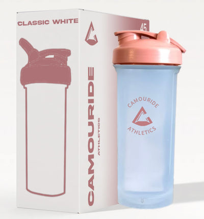 2 Pack 45 oz Protein Shaker Bottles with Wire Whisk – BPA-Free, Leak-Proof Shaker Cups for Protein Shakes & Smoothies – Large Plastic Mixer Bottle – Classic White & Cobalt Blue.