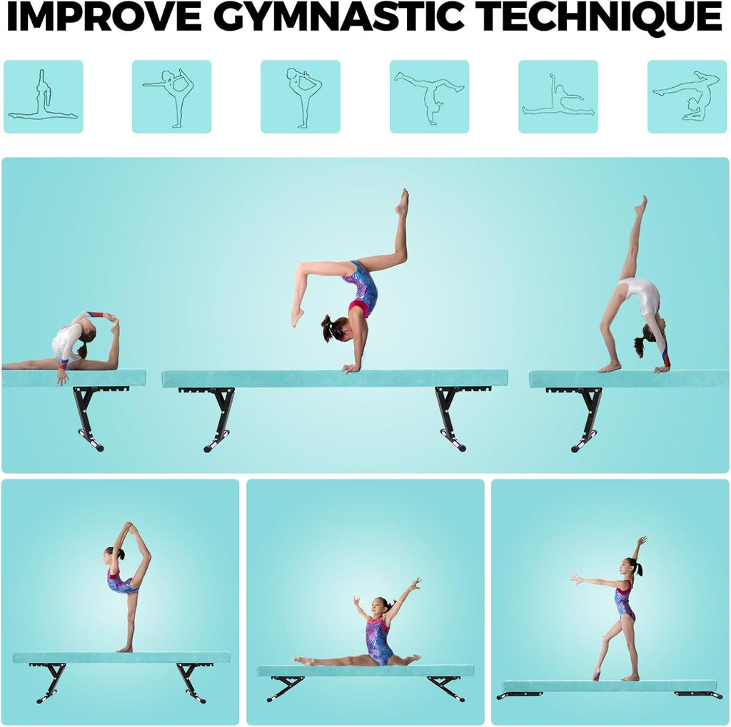 Balance Beam Adjustable 8ft, High and Lower Floor Beam Gymnastics Equipment for Kids Children, Gymnastics Beam with Legs for Home, Professional Training, Gymnastic Club Use