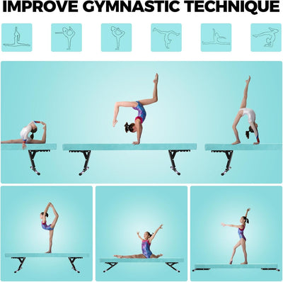 Balance Beam Adjustable 8ft, High and Lower Floor Beam Gymnastics Equipment for Kids Children, Gymnastics Beam with Legs for Home, Professional Training, Gymnastic Club Use