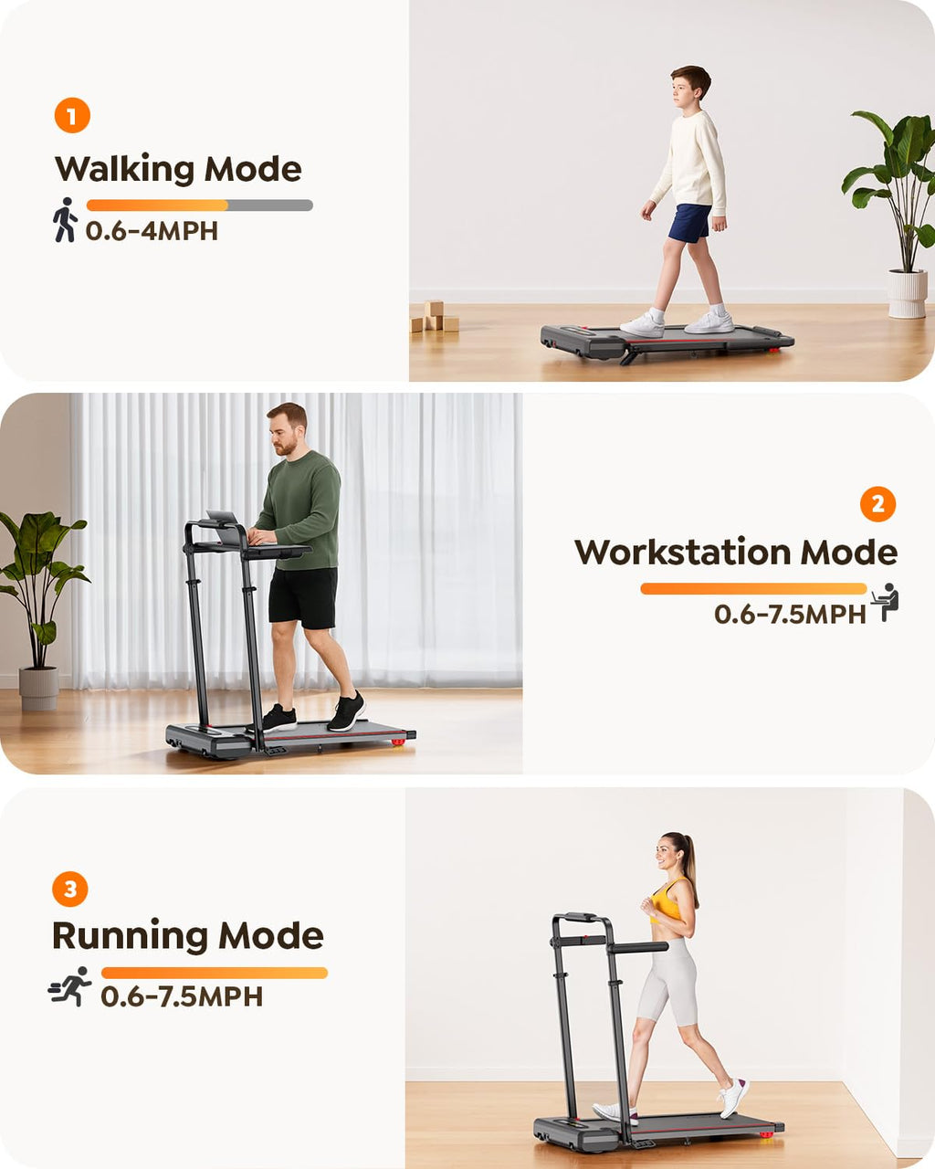 3 in 1 Under Desk Treadmill with Incline, Walking Pad with Removable Desk Workstation, Adjustable Height for Different Need, 300lbs Capacity, Foldable Compact for Home Small Office