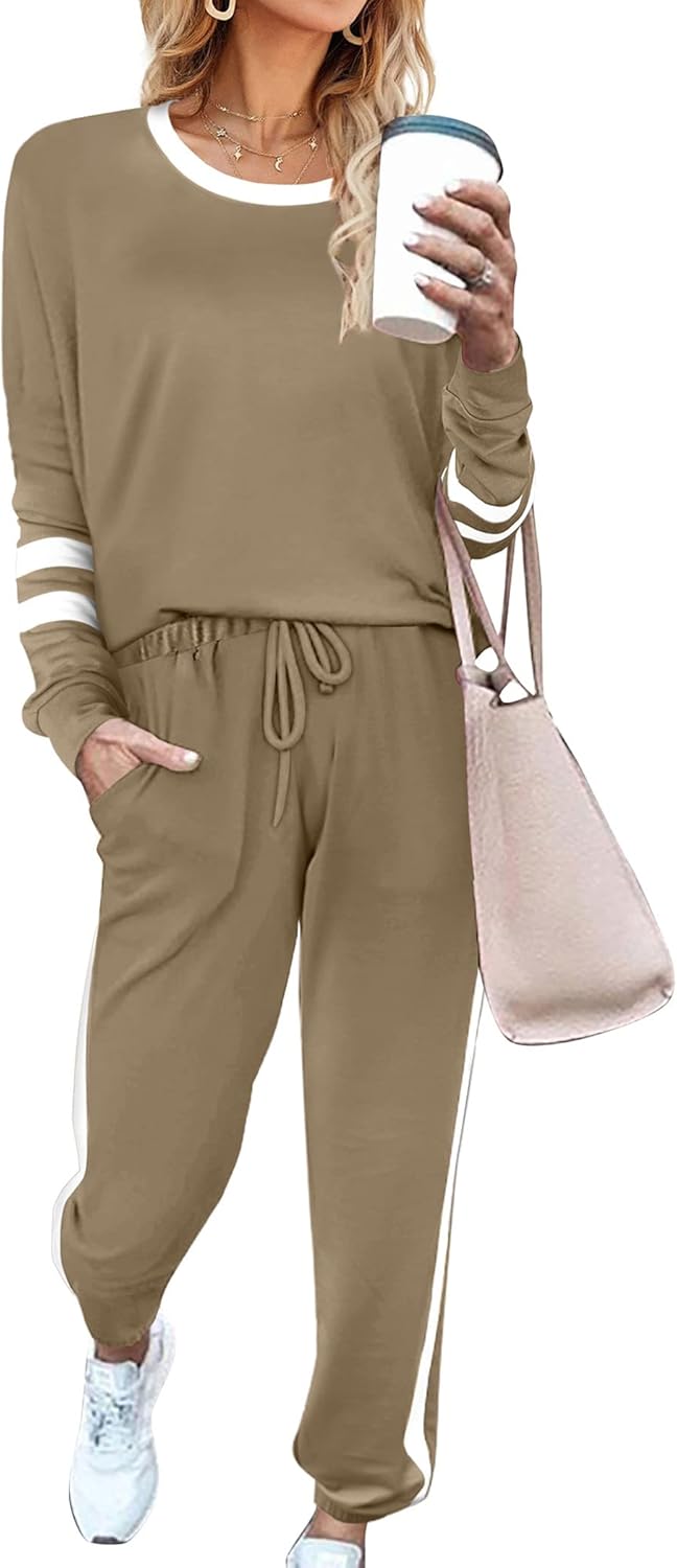 Aloodor Sweatsuit for Women 2 Piece Outfits for Womens Crewneck Sweatshirts Pullover