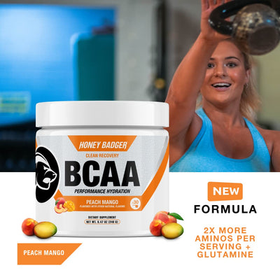 Honey Badger BCAA + EAA Amino Acids Powder, BCAAs + L-Glutamine, Keto, Vegan, Sugar Free for Men & Women, Hydration & Post Workout Muscle Recovery Drink Mix, Pink Lemonade, 30 Servings
