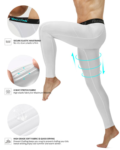 Runhit Mens Compression Pants Running Tights Pockets Sports Leggings Spandex Workout Cycling Athletic Thermal