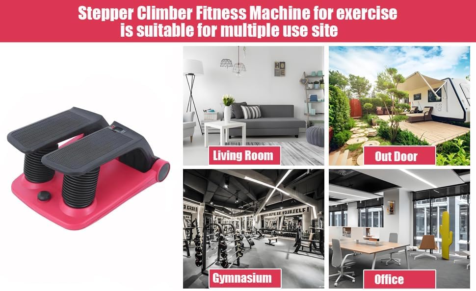 Stepper Climber Fitness Machine, Air Stair Climber Stepper Machine, Cardio Training Step Climber Machine Adjustable Fitness Exercise Machine Resistance Bands, Comfortable Foot Pedals