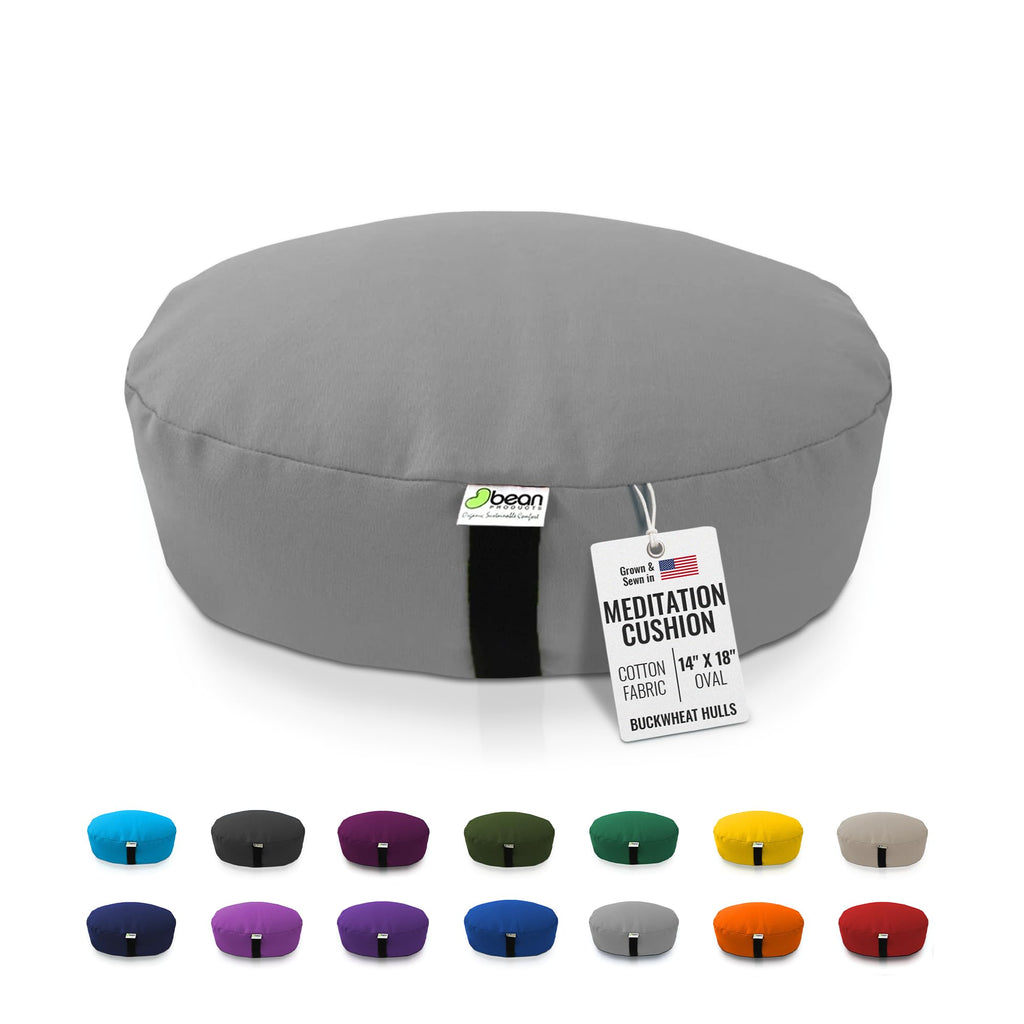 BEAN PRODUCTS Zafu Meditation Pillows for Sitting on Floor, Yoga Cushion, Cotton/Buckwheat fill Yoga Pillow, Zafu Meditation Cushion, Zen Kneeling Prayer Pad- MADE IN USA - 14" ROUND - SAFFRON