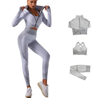 3pcs Seamless Outfit Workout Sets Gym for Women, Fitness Sports School Running Clothes Yoga Sportswear