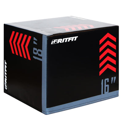 RitFit 3 in 1 Extra Firm Soft Plyo Box Foam Plyometric Box-30”x24”x20”-20"x18"x16" Heavy Duty High Density Foam Jumping Box 3 Sizes with PVC Cover,Platform for Home Gym Fitness, 440lb Weight Capacity
