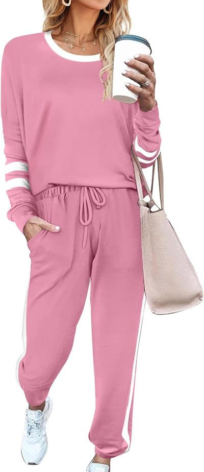 Aloodor Sweatsuit for Women 2 Piece Outfits for Womens Crewneck Sweatshirts Pullover