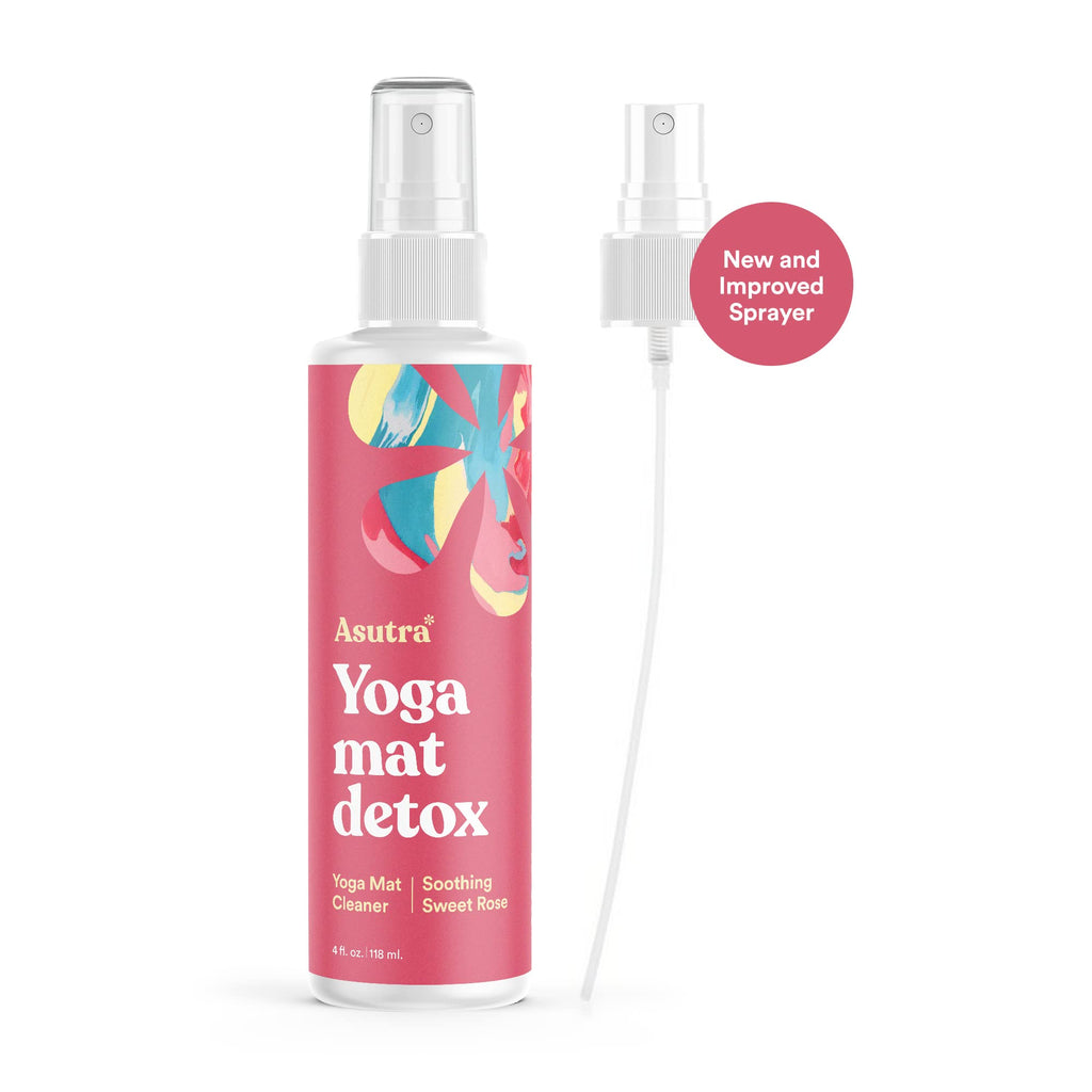 ASUTRA Yoga Mat Cleaner Spray (Energizing Peppermint), 4 fl oz - No Slippery Residue, Organic Essential Oils, Deep-Cleansing for Fitness Gear & Gym Equipment, Microfiber Towel Included