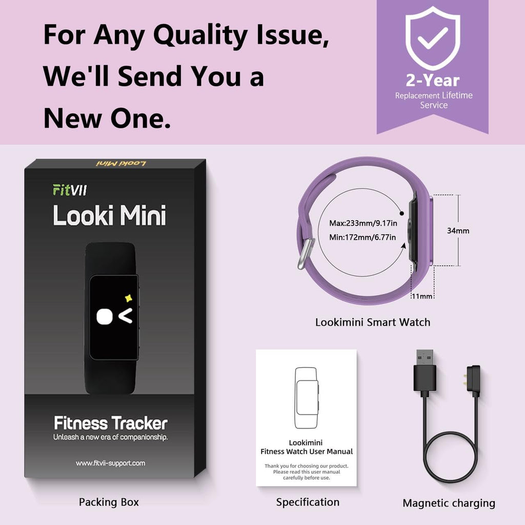 FITVII Slim Fitness Trackers, Fitness Watch with 24/7 Heart Rate, Blood Pressure, Blood Oxygen, Stress Monitor, AMOLED Activity Tracker Step Calorie Counter, IP68 Waterproof Smart Watch for Women Men