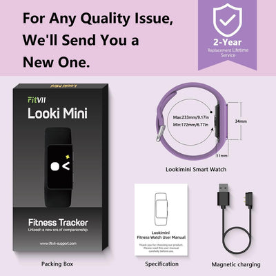 FITVII Slim Fitness Trackers, Fitness Watch with 24/7 Heart Rate, Blood Pressure, Blood Oxygen, Stress Monitor, AMOLED Activity Tracker Step Calorie Counter, IP68 Waterproof Smart Watch for Women Men