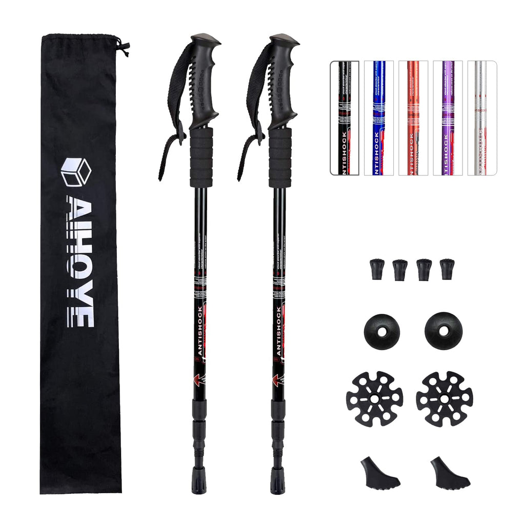 Aihoye Hiking Trekking Poles, 2 Pack Collapsible, Lightweight, Anti Shock, Walking Sticks, Adjustable Hiking Pole for Men and Women