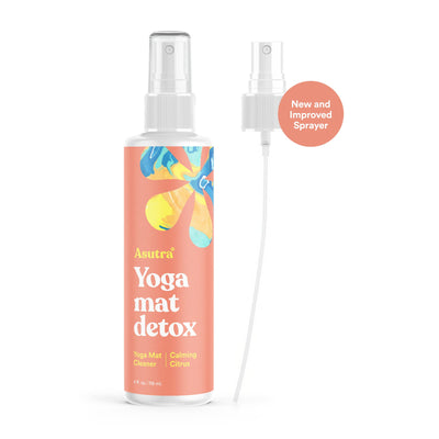 ASUTRA Yoga Mat Cleaner Spray (Energizing Peppermint), 4 fl oz - No Slippery Residue, Organic Essential Oils, Deep-Cleansing for Fitness Gear & Gym Equipment, Microfiber Towel Included