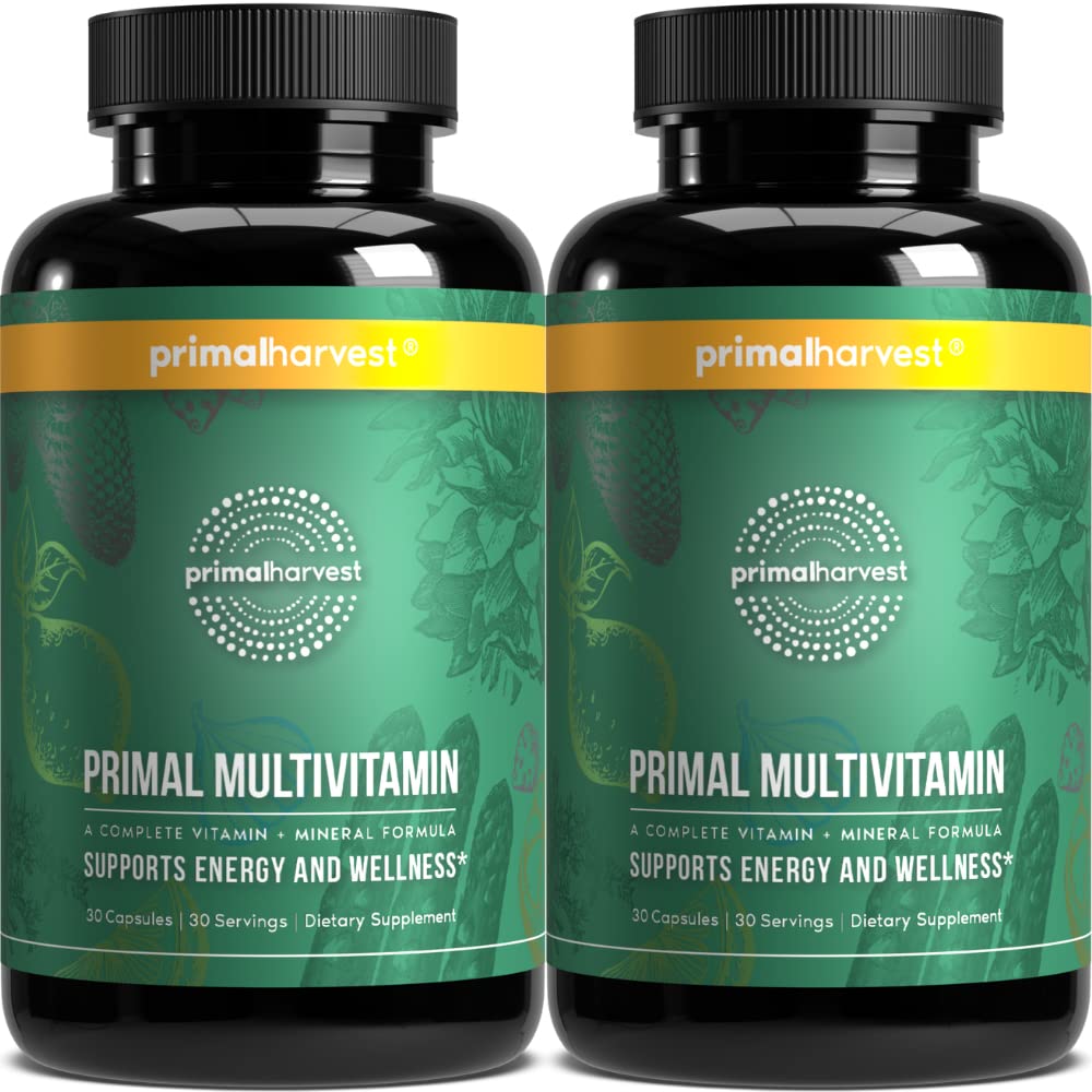Primal Harvest Primal Multivitamin - Daily Multi-Vitamin Supplement with 21 Essential Vitamins & Minerals for Women & Men - Vitamin A, C, D, E, B12, B6, Biotin, Folic Acid, Zinc, Copper & Selenium