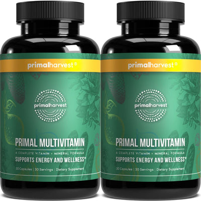 Primal Harvest Primal Multivitamin - Daily Multi-Vitamin Supplement with 21 Essential Vitamins & Minerals for Women & Men - Vitamin A, C, D, E, B12, B6, Biotin, Folic Acid, Zinc, Copper & Selenium