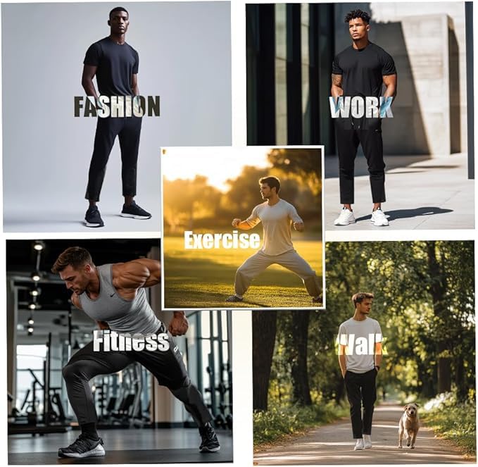 ZH 3 Pack Men's Sweatpants Open Bottom Joggers Lightweight Quick Dry Athletic Pants with Pockets for Workout & Lounge