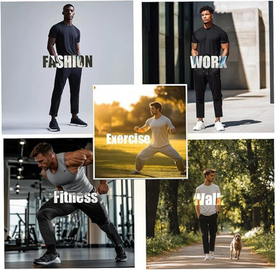 ZH 3 Pack Men's Sweatpants Open Bottom Joggers Lightweight Quick Dry Athletic Pants with Pockets for Workout & Lounge