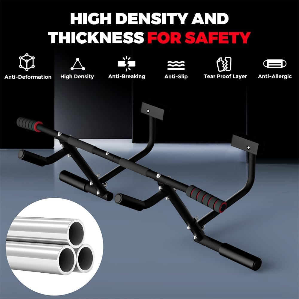 ONETWOFIT 2025 Upgrade Multi-Grip Pull Up Bar for Doorway - 460 lbs Heavy Duty Chin-Up Bar for Home Gym Exercise, Door Frame Pull Up Bar for Almost All Doors