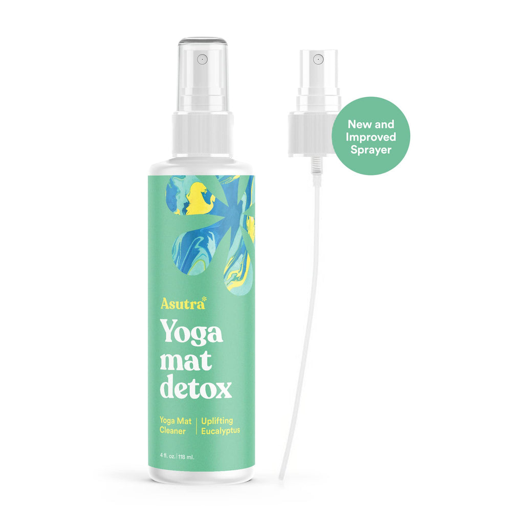 ASUTRA Yoga Mat Cleaner Spray (Energizing Peppermint), 4 fl oz - No Slippery Residue, Organic Essential Oils, Deep-Cleansing for Fitness Gear & Gym Equipment, Microfiber Towel Included