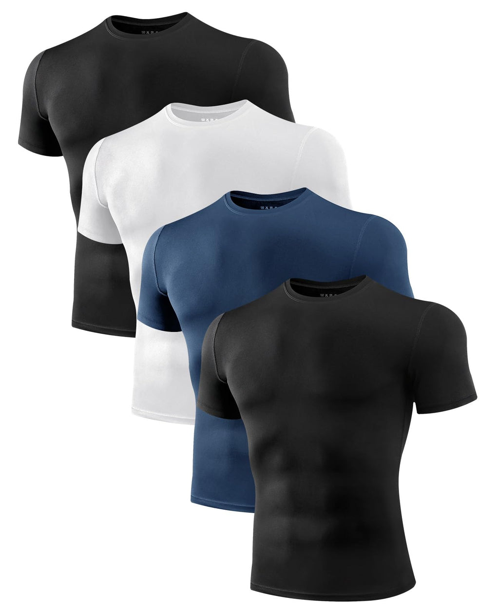 Niksa Men's Compression Shirts 1/2/4 Pack, Workout Gym Shirt Short Sleeve, Moisture Wicking Active Fit Base Layer T-Shirt