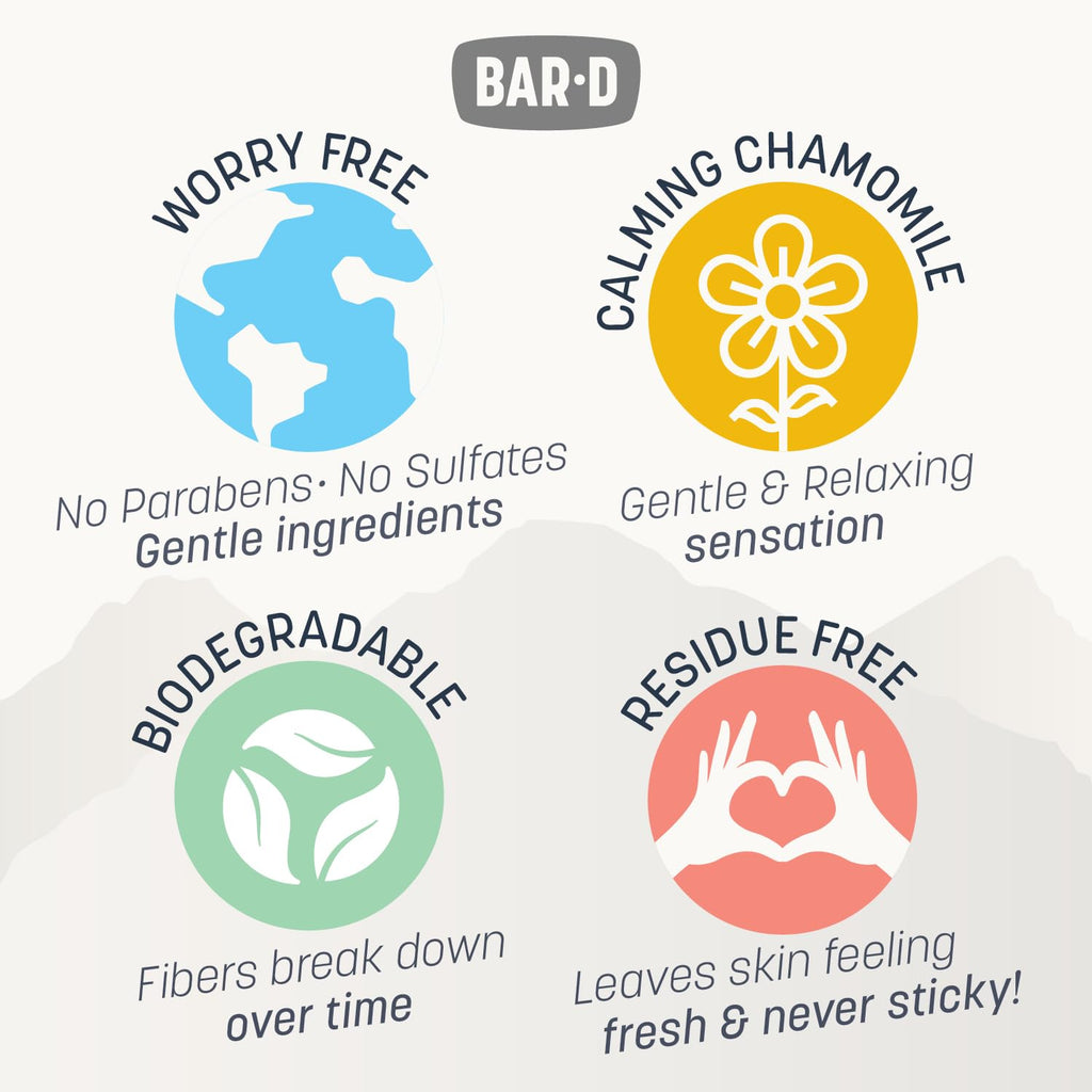 Bar-D Biodegradable Body Wipes with Tea Tree Oil & Aloe Vera - Refreshing Shower Wipes Great for Camping, Hiking, Post Workout and Travel (3-Pack, 10 Wipes/Pack)