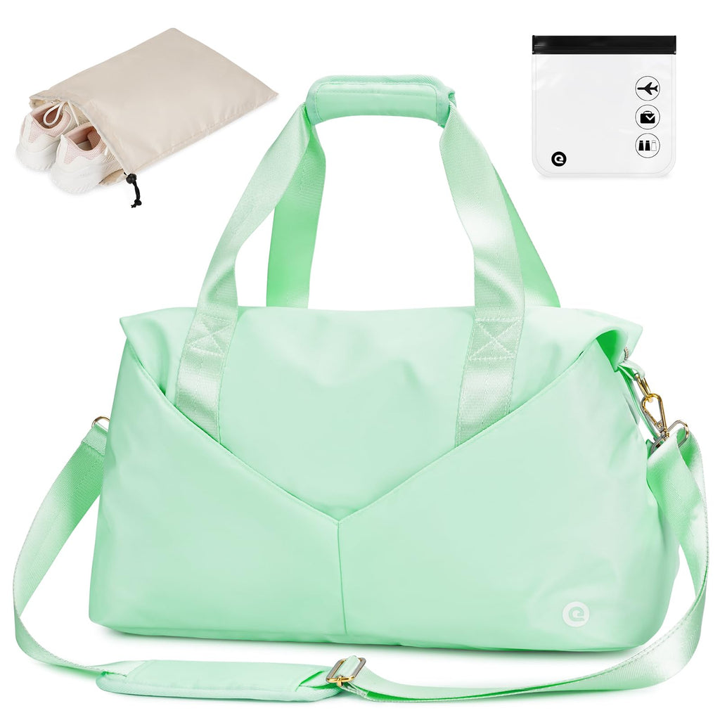 Ceneda 20" Gym Bag for Women with Wet Pocket & Shoe Compartment, Lightweight Duffel Waterproof Carry On Duffle for Travel, Yoga, Overnight (Green)