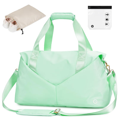 Ceneda 20" Gym Bag for Women with Wet Pocket & Shoe Compartment, Lightweight Duffel Waterproof Carry On Duffle for Travel, Yoga, Overnight (Green)