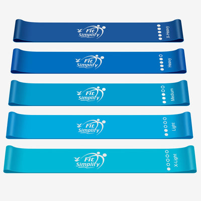 Fit Simplify Resistance Loop Exercise Bands with Instruction Guide and Carry Bag, Set of 5