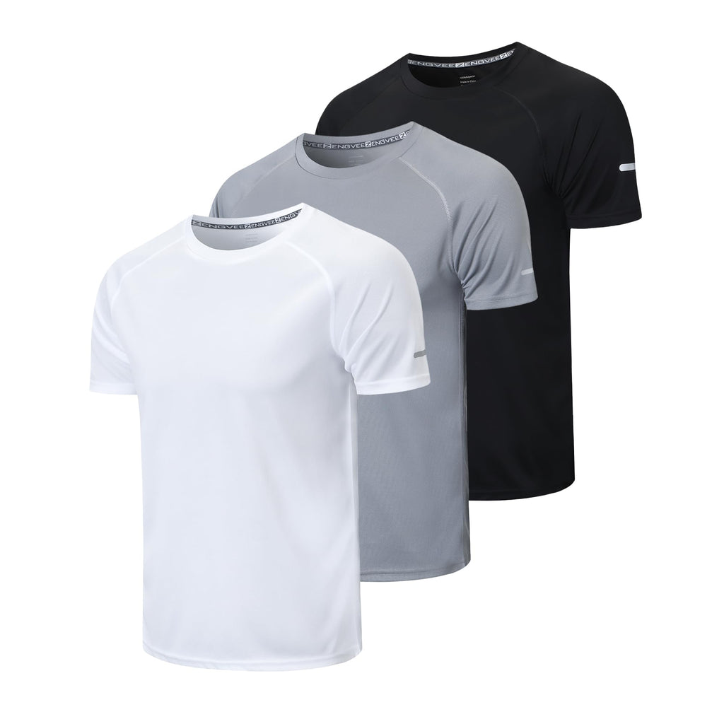 frueo Men's 1/3 Pack Workout Shirts Quick Dry Moisture Wicking Short Sleeve Mesh Athletic T-Shirts
