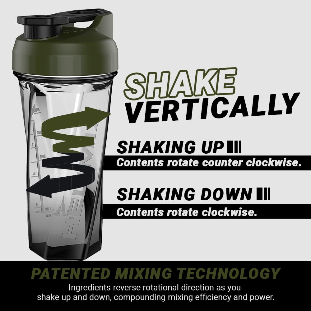 HELIMIX 2.0 Vortex Blender Shaker Bottle Holds upto 28oz | No Blending Ball or Whisk | USA Made | Portable Pre Workout Whey Protein Drink Shaker Cup | Mixes Cocktails Smoothies Shakes | Top Rack Safe