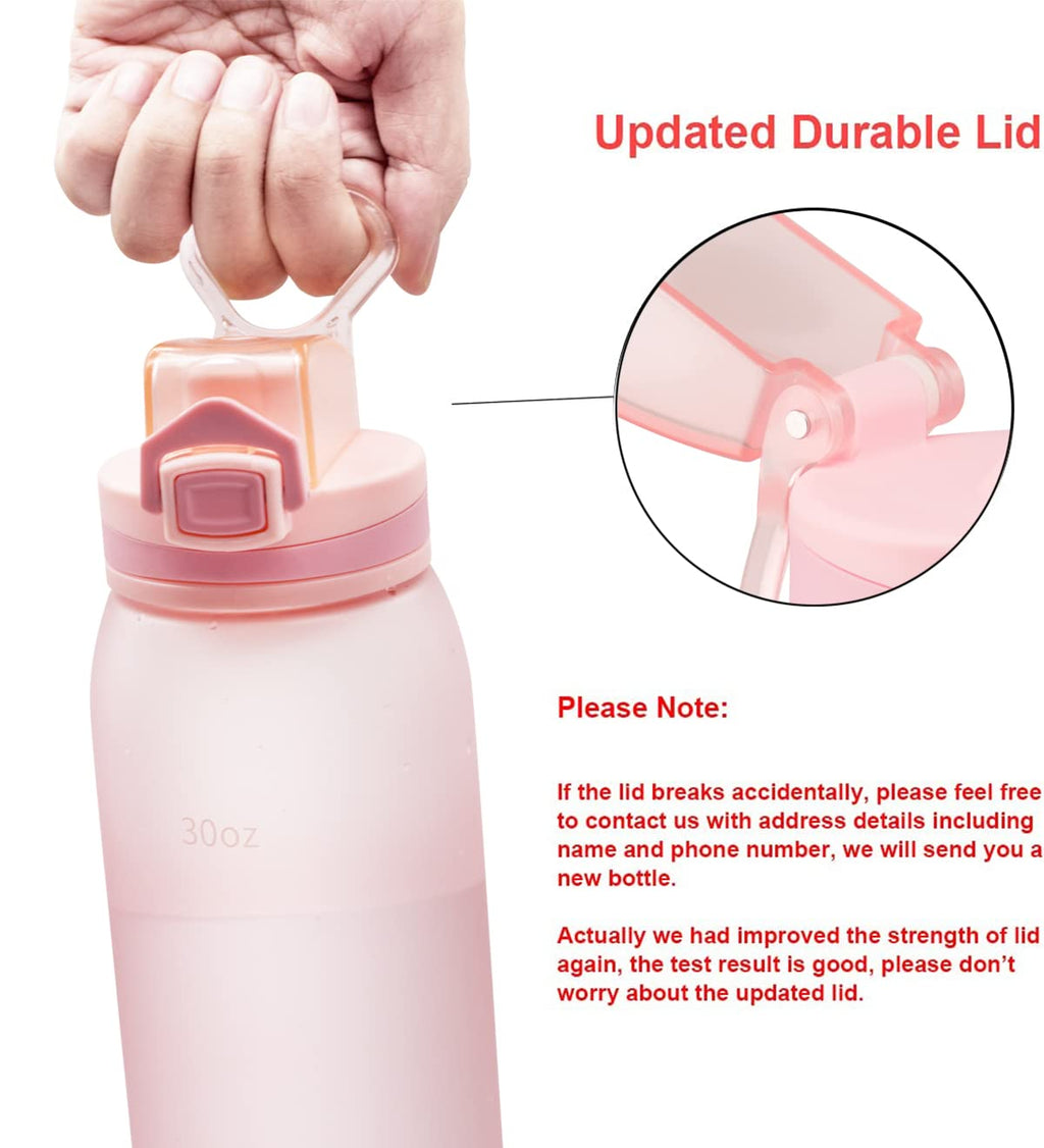 30oz Sport Water Bottle with Time Markers, Large Durable Gym Plastic Bottle Tritan BPA Free for Fitness, Outdoor Enthusiasts, Leakproof Gray (Pack of 1)