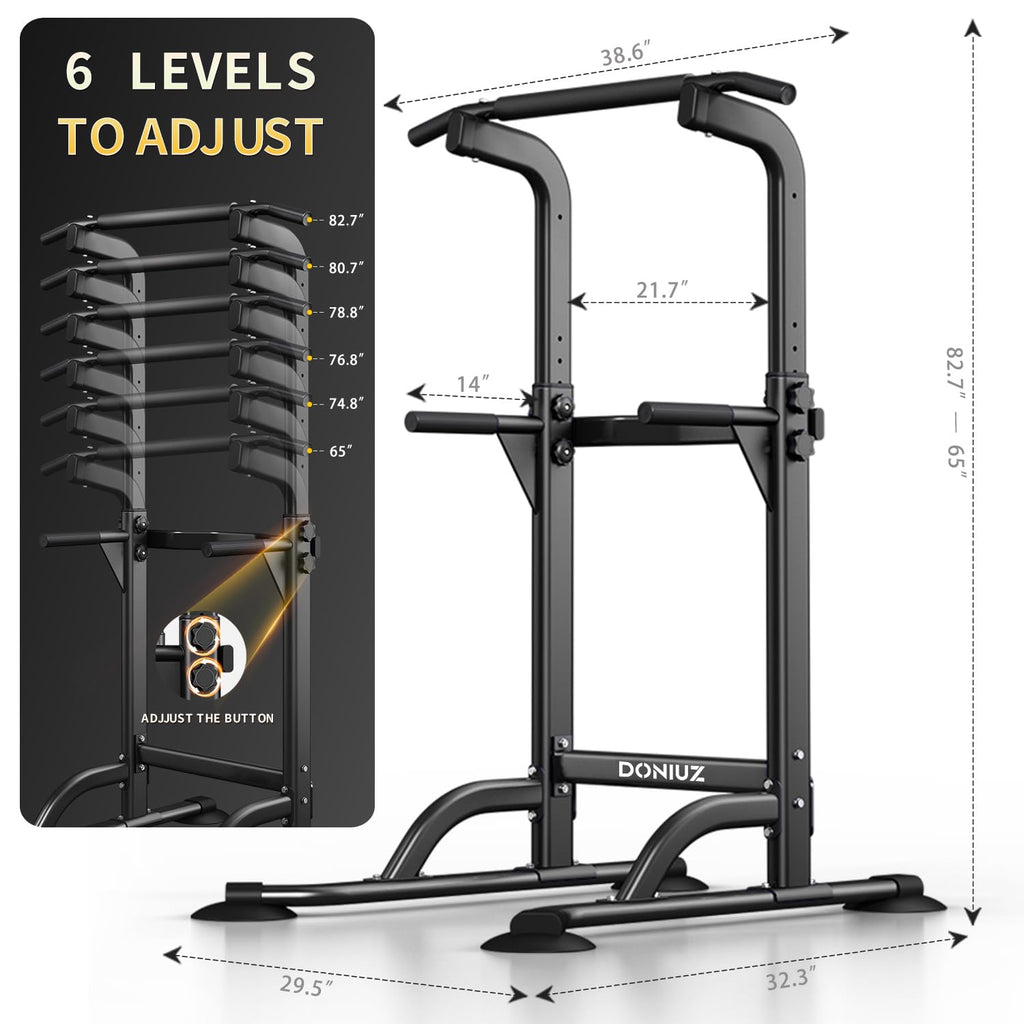 Power Tower Pull Up Bar and Dip Station, Multi-Function Home Gym, Strength Training Fitness Equipment, Height Adjustable