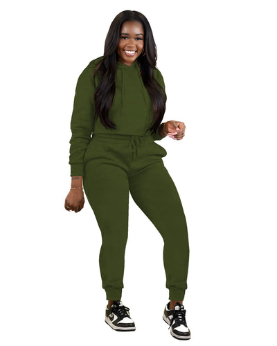 TOPSRANI Womens Two Piece Outfits Bodycon Tracksuit Sweatsuits Hoodie Solid Jogger Biker Workout Lounge Long Sleeve Pant Sets