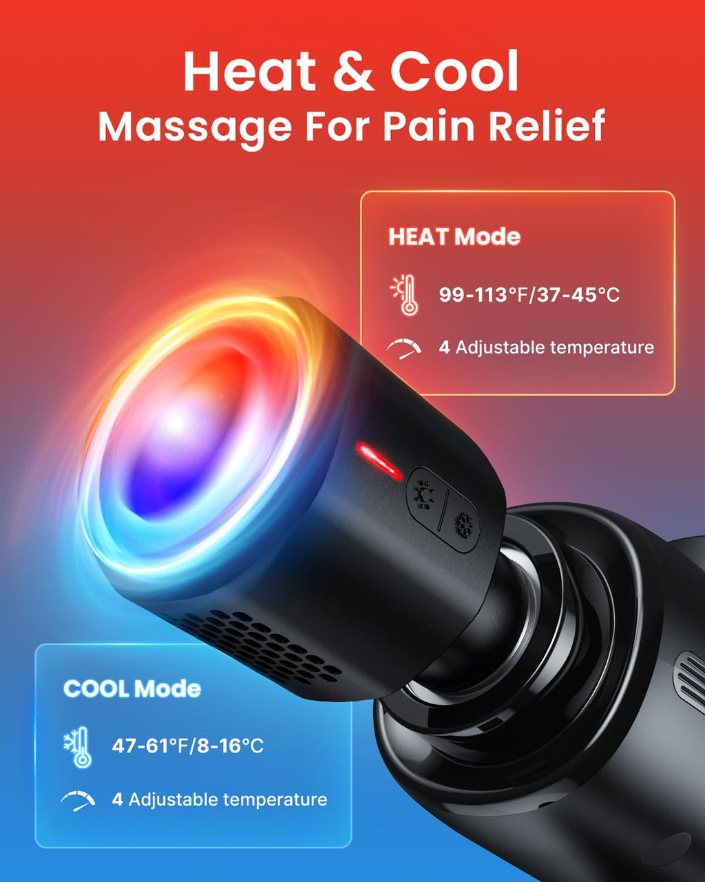 RENPHO Active Thermacool 2 Massage Gun with Heat and Cold Therapy, Christmas Gifts, [2025 Upgraded] Professional Deep Tissue Handheld Massager, Percussion Body Muscle Masajeador for Men Women Athletes