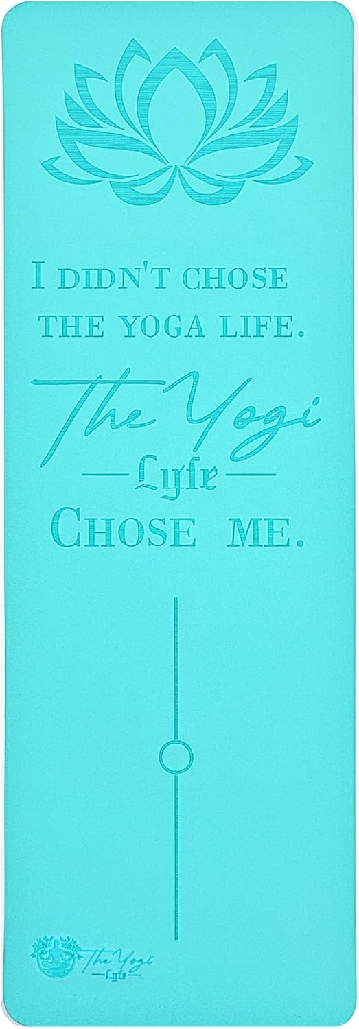 Yoga Mat – Laser-Engraved Affirmation, Non-Slip Eco TPE, 72" x 24" x 6mm, Lightweight Blue Mat for Mindful Movement and Recovery