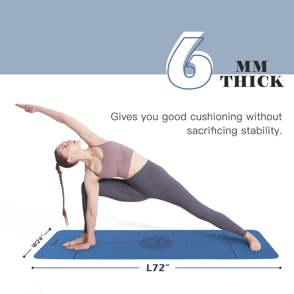 Yoga Mat Non Slip, Pilates Fitness Mats, Eco Friendly, Anti-Tear 1/4" Thick Yoga Mats for Women, Exercise Mats for Home Workout with Carrying Sling and Storage Bag