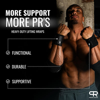 Heavy Duty Premium Wrist Wraps, More Elasticity, Reinforced Stitching, Extra Wide Strap, Strong Thumb Loop, Larry Wheels Weightlifting Wraps