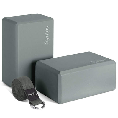 Syntus Yoga Block and Yoga Strap Set, 2 Soft Non-Slip Yoga Blocks 9×6×4 inches, 8FT Metal D-Ring Strap for Yoga, General Fitness, Pilates, Stretching and Toning