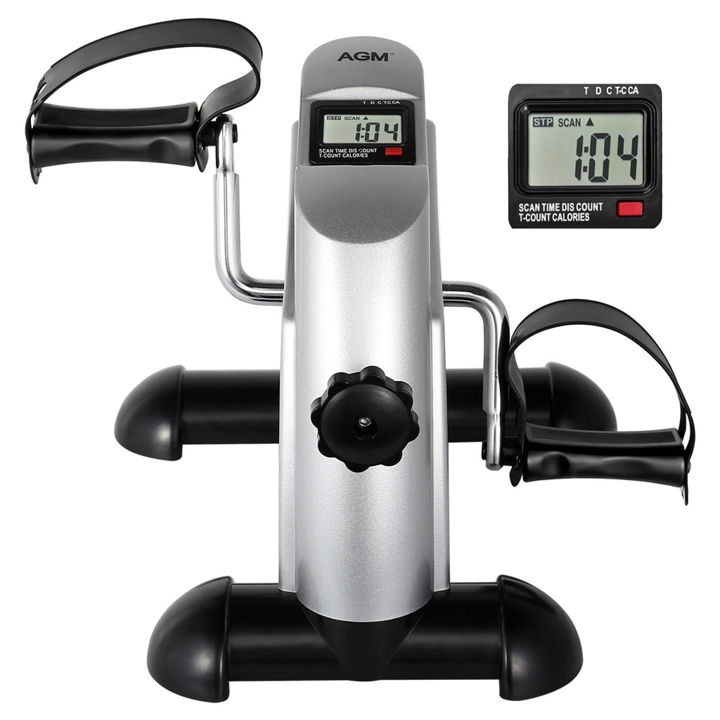 Mini Exercise Bike, AGM Under Desk Bike Pedal Exerciser Foot Cycle Arm & Leg Pedal Exerciser with LCD Screen Displays