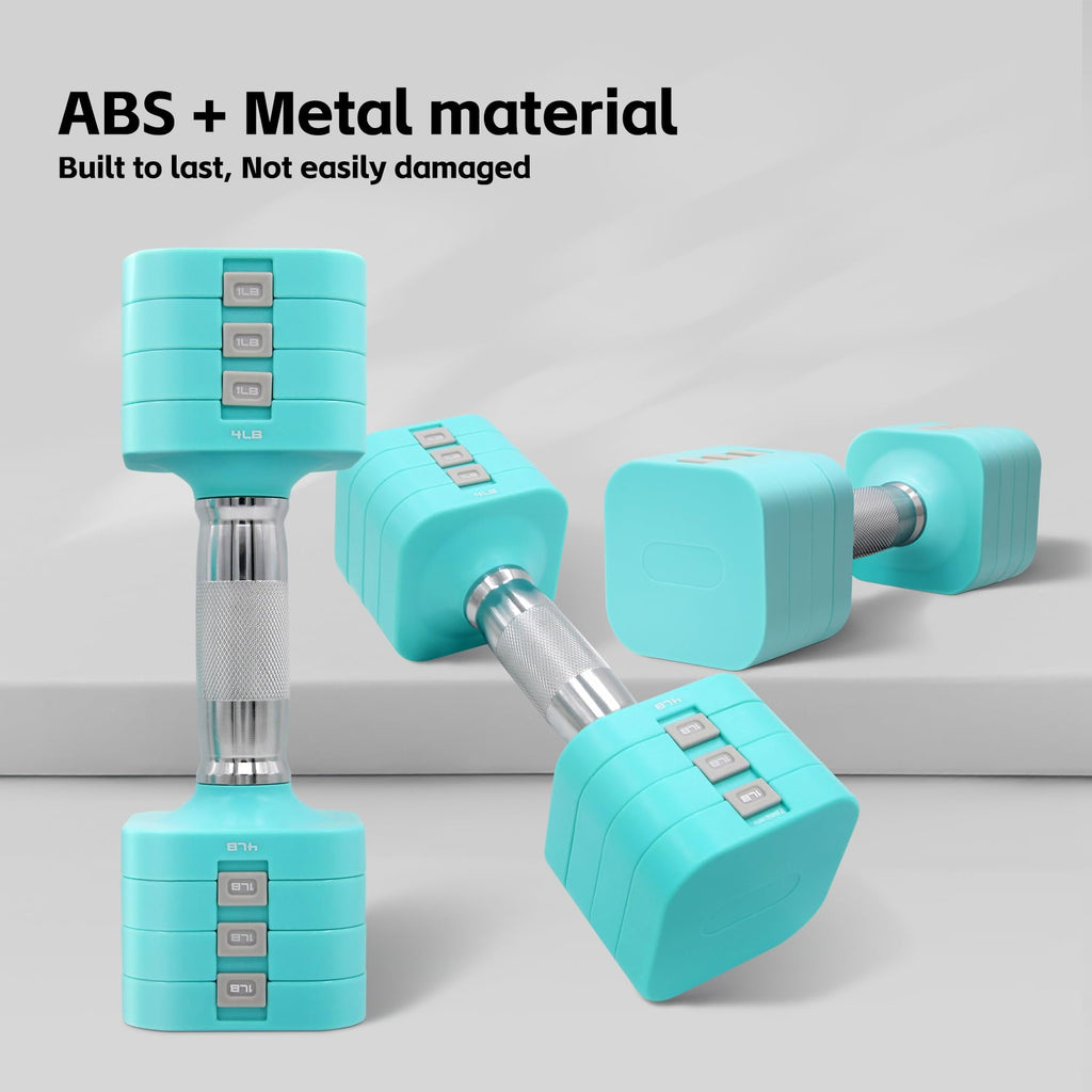 20LBS Adjustable Dumbbell Set, 4 in 1 Free Weights Dumbbells Set for,4lb 6lb 8lb 10lb, with Metal Non Slip Handle，Quick Change，Home Gym Strength Training Equipment for Men and Women