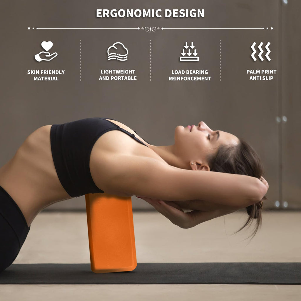 Yoga Blocks 2 Pcs, 9"x6"x3" Yoga Brick Foam Blocks EVA Foam Block Yoga Props Accessories for Yoga Pilates Stretching and Meditation