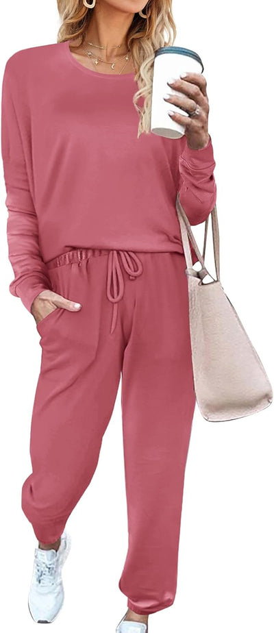 Aloodor Sweatsuit for Women 2 Piece Outfits for Womens Crewneck Sweatshirts Pullover