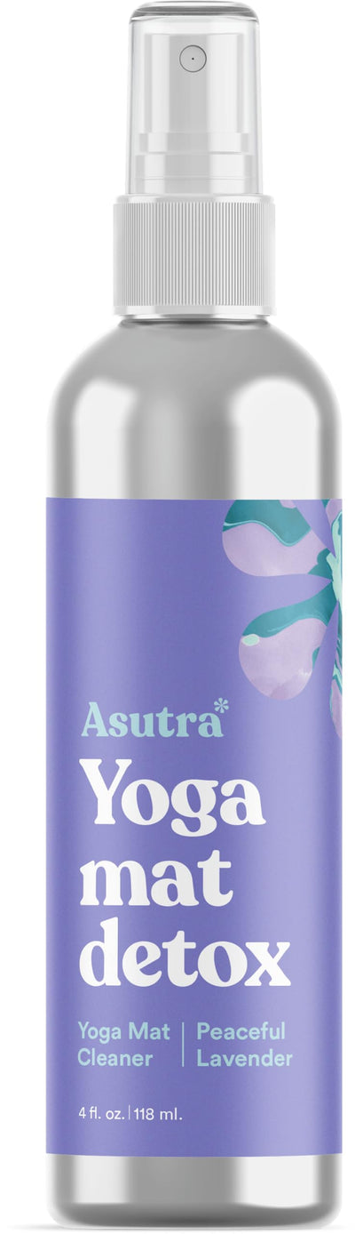 ASUTRA Yoga Mat Cleaner Spray (Energizing Peppermint), 4 fl oz - No Slippery Residue, Organic Essential Oils, Deep-Cleansing for Fitness Gear & Gym Equipment, Microfiber Towel Included