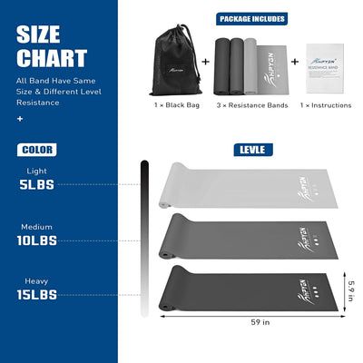 Resistance Bands, Exercise Bands, Physical Therapy Bands for Strength Training, Yoga, Pilates, Stretch Elastic Band with Different Strengths, Workout Bands for Home Gym