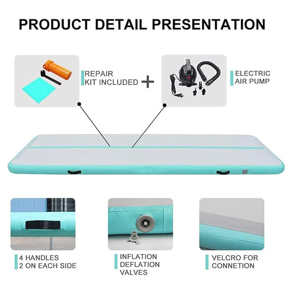 DAIRTRACK Inflatable Gymnastics Air Mat 10ft/13ft/16ft/20ft Tumble Track Tumbling Mats for Home Use/Gym/Training/Cheerleading/Yoga/Water