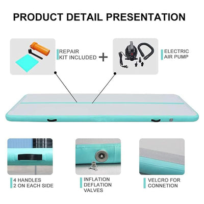 DAIRTRACK Inflatable Gymnastics Air Mat 10ft/13ft/16ft/20ft Tumble Track Tumbling Mats for Home Use/Gym/Training/Cheerleading/Yoga/Water